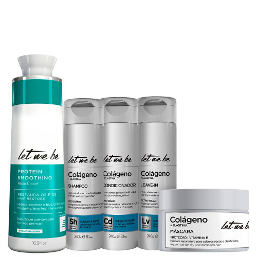 Protein Smoothing Passo Único® Let Me Be 500ml + Linha Colágeno Home Care Let Me Be | 5 produtos