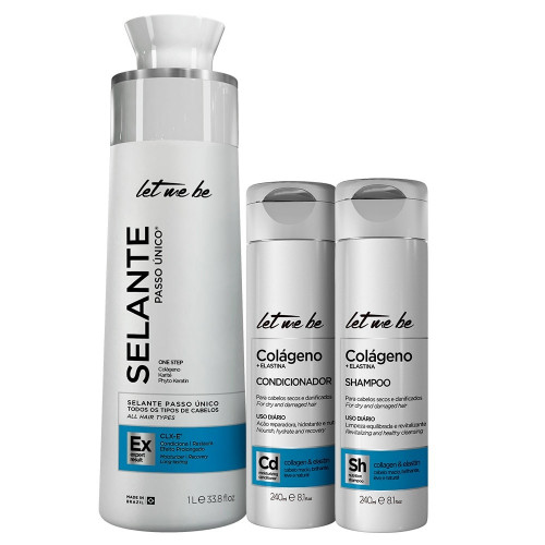 Selante Semi-Definitiva 1L + Kit Shampoo e Condicionador Colágeno Let Me Be 240ml