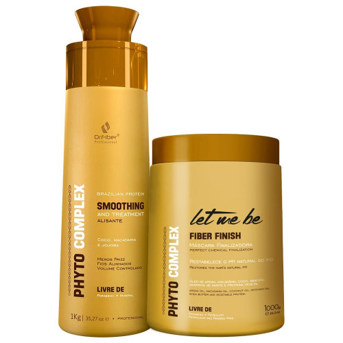 Alisante Phyto Complex Smoothing Dr Fiber 1L + Máscara Universal Fiber Finish Let Me Be 1kg